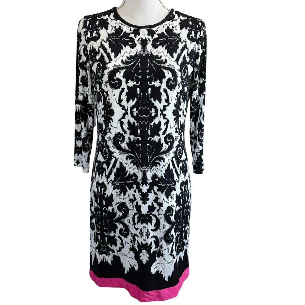 Eliza J Black White Pink Paisley Dress Size 8